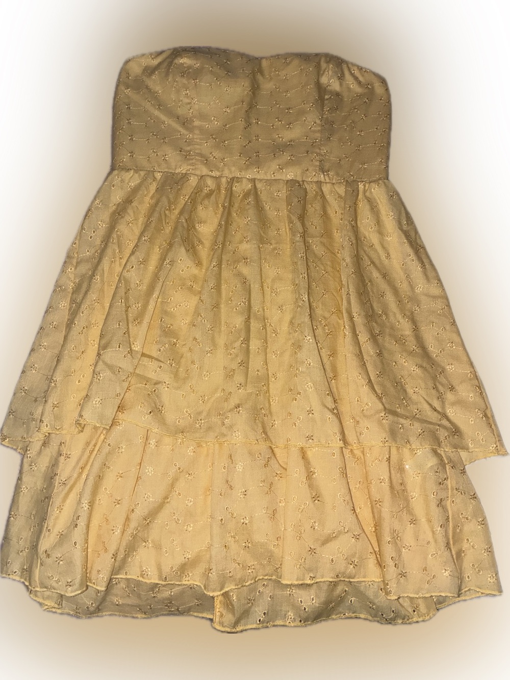 Maurices Yellow Tiered Sundress with Eyelet Detail